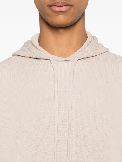Drumohr Ribbed Textured Hoodie With Drawstring Hood