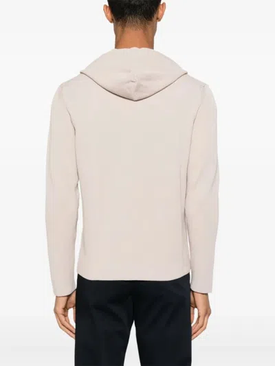 Drumohr Ribbed Textured Hoodie With Drawstring Hood