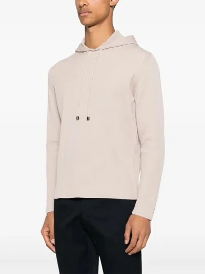 Drumohr Ribbed Textured Hoodie With Drawstring Hood