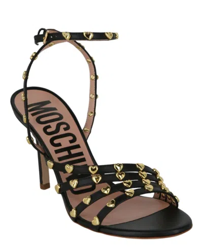 Moschino 90mm Stiletto Heel Leather Sandals
