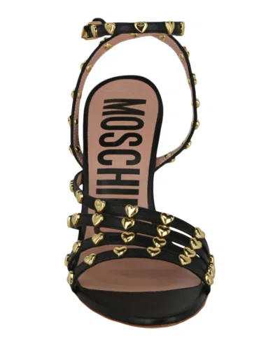 Moschino 90mm Stiletto Heel Leather Sandals