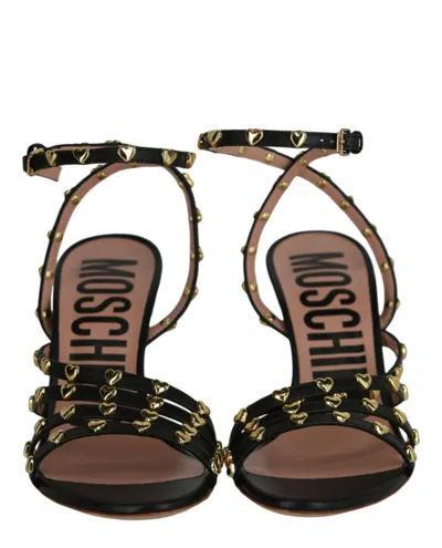 Moschino 90mm Stiletto Heel Leather Sandals