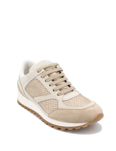 Panicale Contrasting Textures And Elevated Sole Sneakers In Neutral