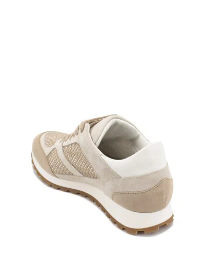 Panicale Contrasting Textures And Elevated Sole Sneakers In Neutral