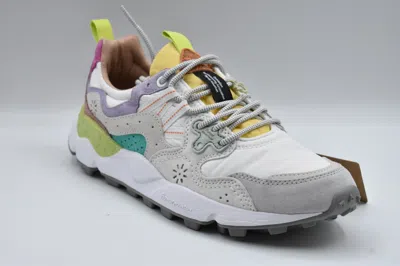 Flower Mountain Lilac-white Low Sneakers With Suede Inserts In Multi