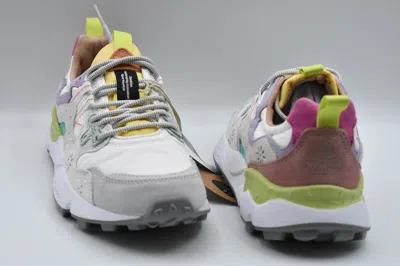 Flower Mountain Lilac-white Low Sneakers With Suede Inserts In Multi