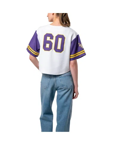 Established & Co. Women's White Lsu Tigers Baseball Jersey Cropped T-shirt