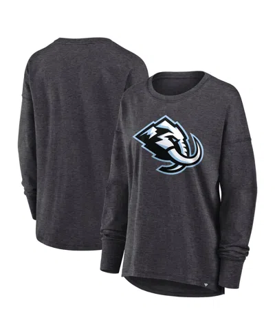 Fanatics Women's Heather Charcoal Utah Mammoth Primary Logo Legacy Long Sleeve T-shirt In Black