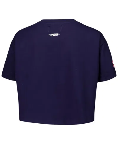Pro Standard Women's Navy Atlanta Braves Made To Play Boxy Cropped T-shirt In Brown