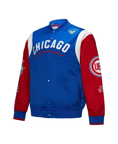Mitchell & Ness Men's Royal/red Chicago Cubs Cooperstown Collection Team Origins Satin Full-snap Jacket In Blue