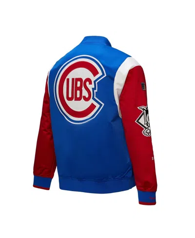 Mitchell & Ness Men's Royal/red Chicago Cubs Cooperstown Collection Team Origins Satin Full-snap Jacket In Blue