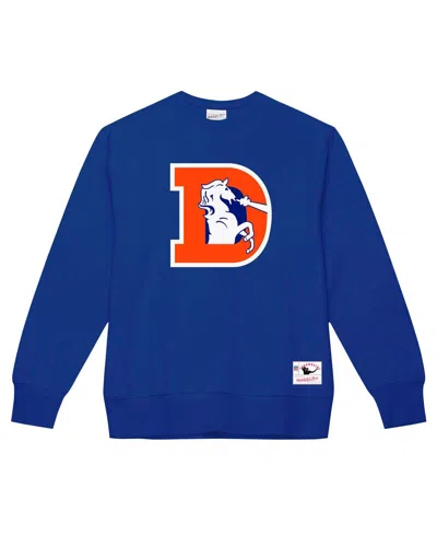 Mitchell & Ness Royal Denver Broncos Basic Fleece Pullover Sweatshirt In Blue