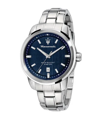 Maserati Men's Analog Stainless Steel Metal Band Watch, 44mm