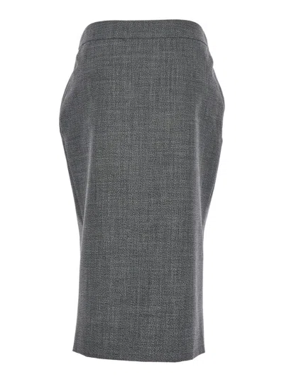 Alexander Mcqueen Grey Skirt With Button Closure In Wool Woman