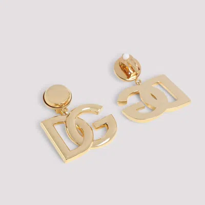 Dolce & Gabbana Bold Brass Earrings With Distinctive Double-letter Motif In Gold