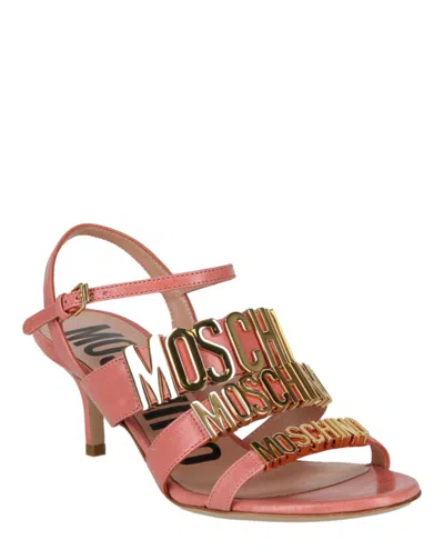 Moschino Degrade Metal Logo Heeled Sandals In Pink