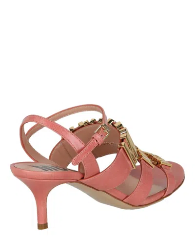 Moschino Degrade Metal Logo Heeled Sandals In Pink