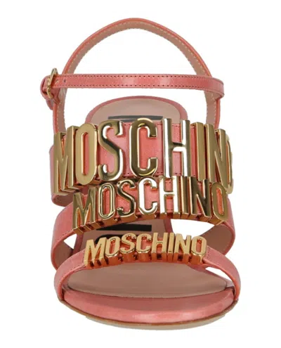 Moschino Degrade Metal Logo Heeled Sandals In Pink