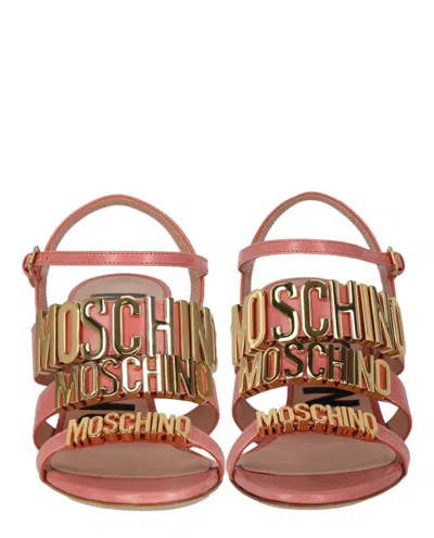 Moschino Degrade Metal Logo Heeled Sandals In Pink