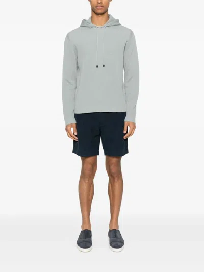 Drumohr Hoodie With Ribbed Texture And Drawstring Hood In Gray