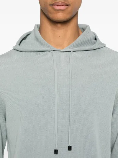 Drumohr Hoodie With Ribbed Texture And Drawstring Hood In Gray