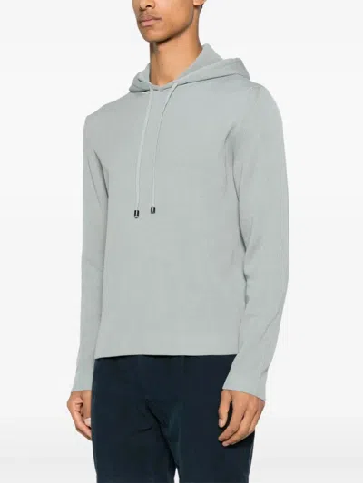 Drumohr Hoodie With Ribbed Texture And Drawstring Hood In Gray