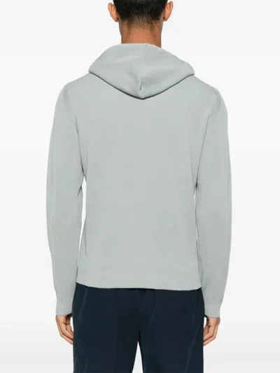 Drumohr Hoodie With Ribbed Texture And Drawstring Hood In Gray