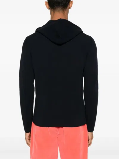 Drumohr Black Hoodie With Ribbed Texture In Black