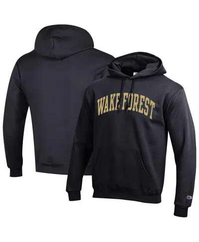 Champion Men's Black Wake Forest Demon Deacons Basic Arch Fleece Pullover Hoodie In Black