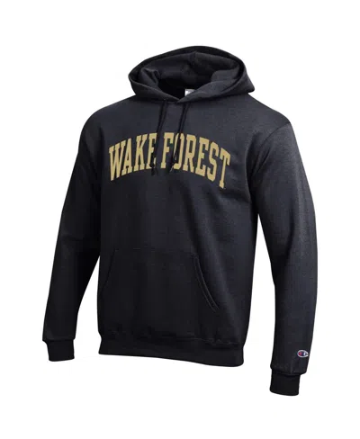 Champion Men's Black Wake Forest Demon Deacons Basic Arch Fleece Pullover Hoodie In Black