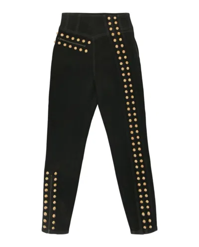 Gucci Coated Denim Pant With Studs In Black