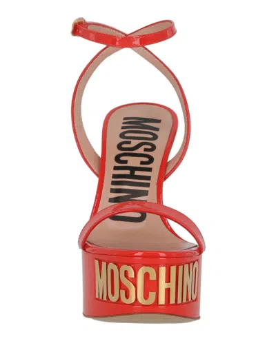 Moschino Logo-letter Patent Leather Platform Pump