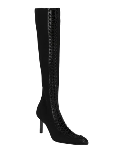 Givenchy Lace-up Knee-high Knit Boots In Black