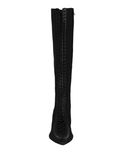 Givenchy Lace-up Knee-high Knit Boots In Black