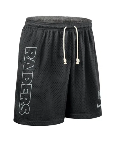 Nike Black Las Vegas Raiders Sideline Reversible Performance Shorts In Gray