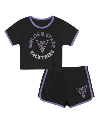 Outerstuff Toddler 2-piece Black Golden State Valkyries Double Run T-shirt And Shorts Set In Black