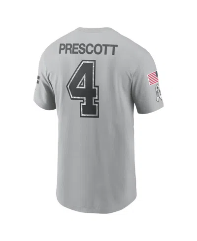 Nike Men's Dak Prescott Gray Dallas Cowboys 2024 Salute To Service Name Number T-shirt In Gray
