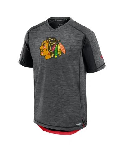 Fanatics Men's Black Chicago Blackhawks Authentic Pro Rink Tech T-shirt In Gray