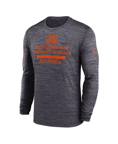 Nike Men's Black Cincinnati Bengals Sideline Velocity Performance Long Sleeve T-shirt In Gray