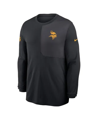 Nike Men's Black Minnesota Vikings Sideline Coach Uv Performance Long Sleeve T-shirt In Black