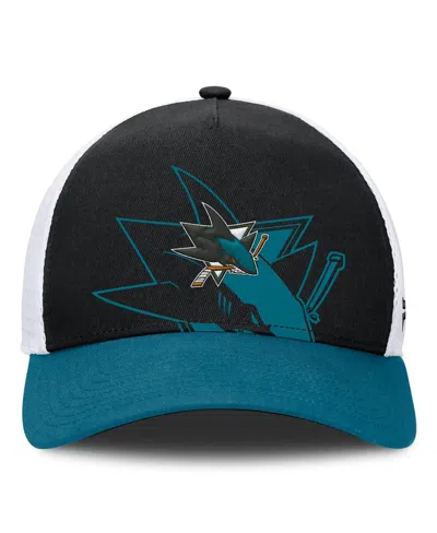 Fanatics Men's Black/teal San Jose Sharks Authentic Pro A-frame Rink Adjustable Hat