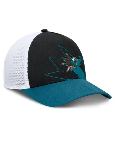 Fanatics Men's Black/teal San Jose Sharks Authentic Pro A-frame Rink Adjustable Hat