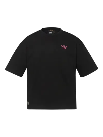 Mcm X Snipes Rhinestone Logo-print T-shirt In Black