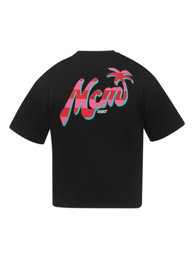 Mcm X Snipes Rhinestone Logo-print T-shirt In Black