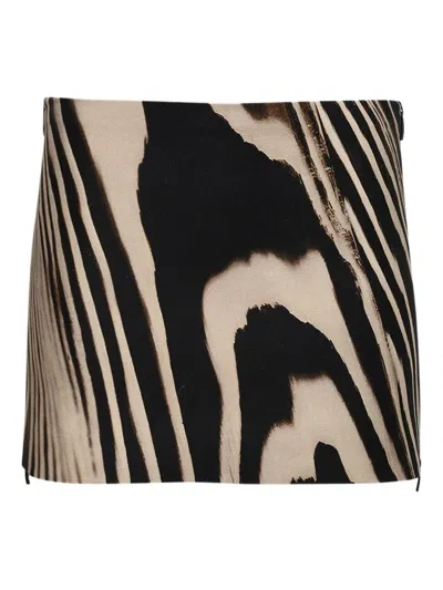 David Koma Zebra-print Side-zip Mini Skirt In Brown