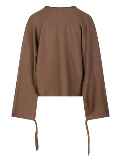 Max Mara Tie-detail Sweatshirt In Brown