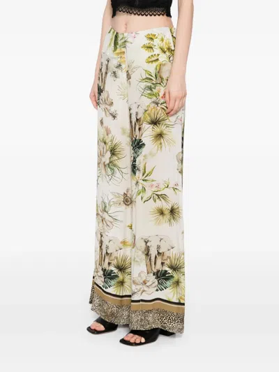 Elie Saab Savannah-print Chiffon Pants In White