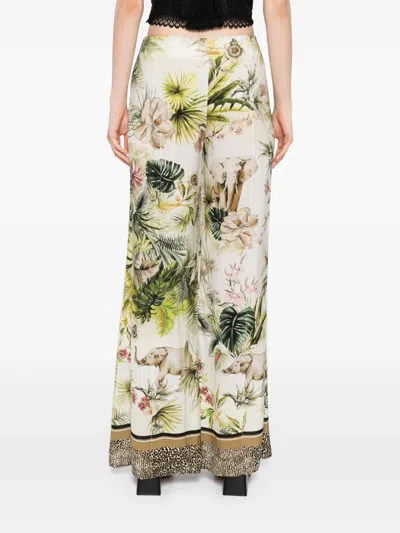 Elie Saab Savannah-print Chiffon Pants In White