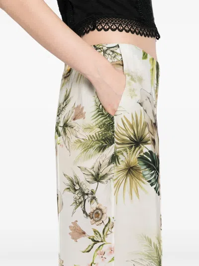 Elie Saab Savannah-print Chiffon Pants In White