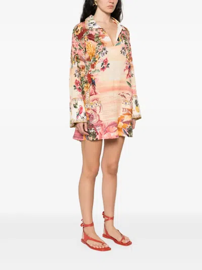 Camilla Linen Mini Dress In Pink